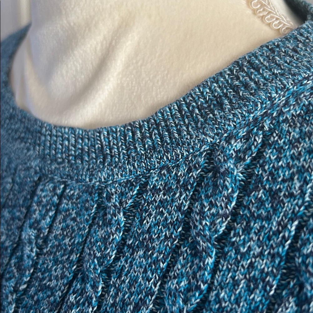 Kim Rogers Blue Marbled Cable Knit Cotton Sweater XL - Picture 3 of 7